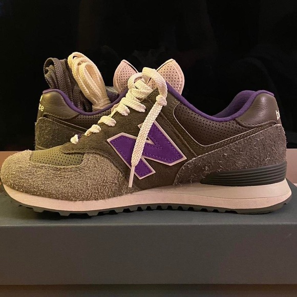 SNS x New Balance 574 'Nature' Olive Green / Purple (ML574NS2) - Picture 2 of 6